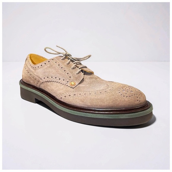 Cesare Paciotti Suede Wingtip Derby Shoes Taupe Chunky Sole Italian Luxury | 9 main image 9